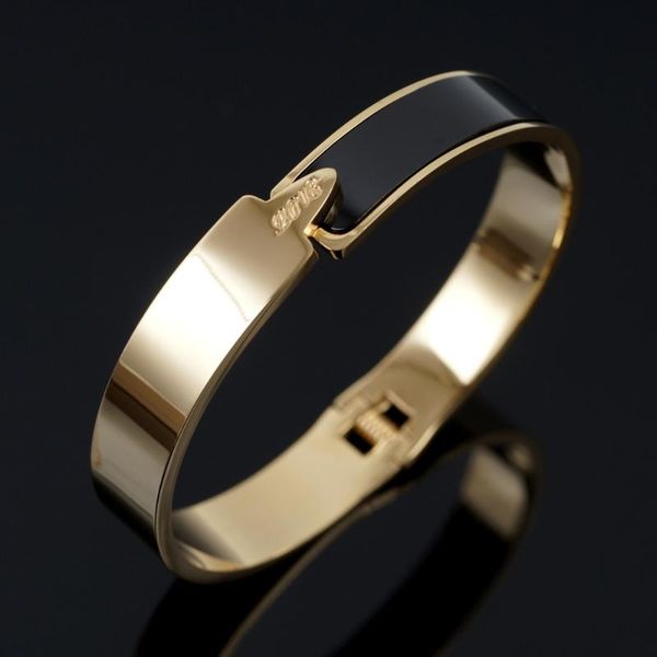 bangle luxury half black border bracelets stainless steel spring clasp for women men gold silver color wedding jewelry
bangle luxury half black border bracelets stainless steel spring clasp for women men gold silver color wedding jewelry