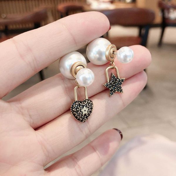 s925 silver needle korea east gate, ancient gold bubble pearl, front and back dual-purpose five pointed star love earrings, Golden
s925 silver needle korea east gate, ancient gold bubble pearl, front and back dual-purpose five pointed star love earrings, Golden