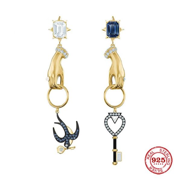 fashion charms 925 sterling silver luxury jewelry gift for female yellow silver exquisite swallows keys and hands earrings, Golden;silver
fashion charms 925 sterling silver luxury jewelry gift for female yellow silver exquisite swallows keys and hands earrings, Golden;silver
