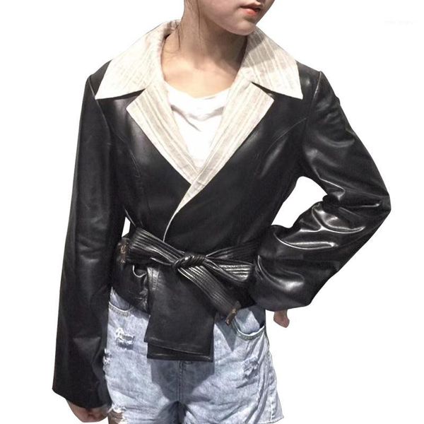 sheepskin jacket women fashion autumn spring soft real leather jackets belt two-piece set coat ladies motorcycle outerwear1, Black
sheepskin jacket women fashion autumn spring soft real leather jackets belt two-piece set coat ladies motorcycle outerwear1, Black