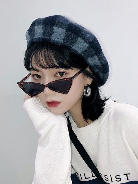 woolen plaid beret women autumn and winter all-match gift hat painter pumpkin hat to keep warm1, Blue;gray
woolen plaid beret women autumn and winter all-match gift hat painter pumpkin hat to keep warm1, Blue;gray