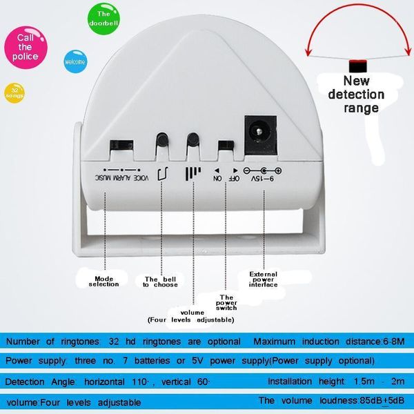 doorbells wireless doorbell guest welcome chime alarm pir motion sensor for shop home el entry security infrared detector1
doorbells wireless doorbell guest welcome chime alarm pir motion sensor for shop home el entry security infrared detector1