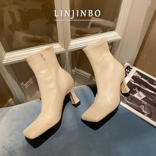 boots 2021 square toe high heel women elastic stocking ankle chic design side zipper shoes, Black
boots 2021 square toe high heel women elastic stocking ankle chic design side zipper shoes, Black