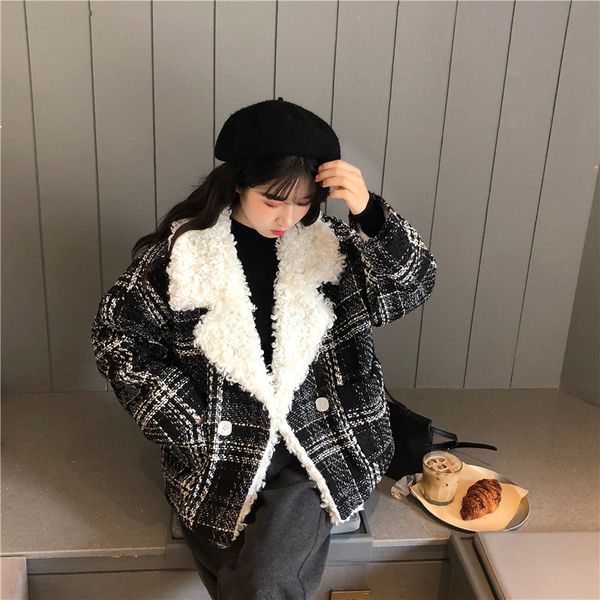 2021 new women's winter wool plaid plush loose seam lapel long new fashion fragrance jacket1gz srlt, Black
2021 new women's winter wool plaid plush loose seam lapel long new fashion fragrance jacket1gz srlt, Black