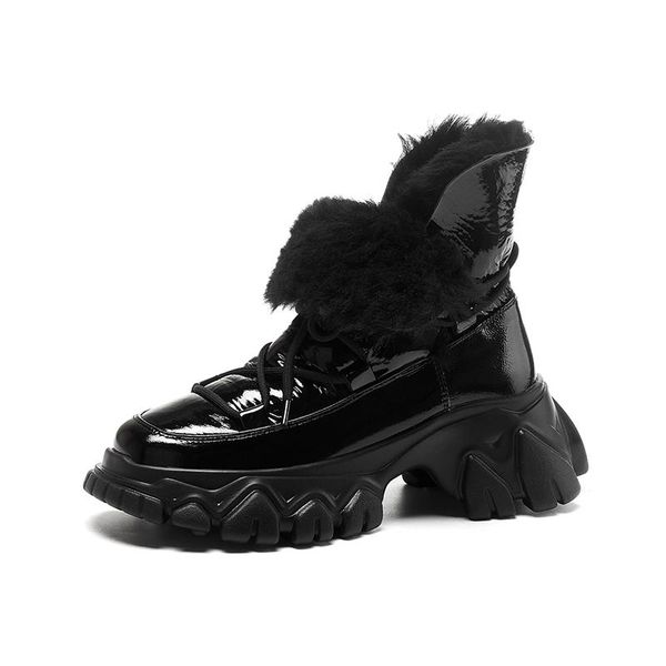 trifle-soled snow boots winter women's new style wedges plus velvet warmth thick-soled leather plush round toe shoes fashion, Black
trifle-soled snow boots winter women's new style wedges plus velvet warmth thick-soled leather plush round toe shoes fashion, Black