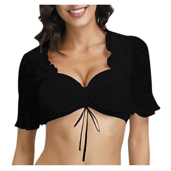 women elegant dirndl blouse black lace mesh short sleeve shirt for oktoberfest crop plaid shirt female clothing fn551, White
women elegant dirndl blouse black lace mesh short sleeve shirt for oktoberfest crop plaid shirt female clothing fn551, White