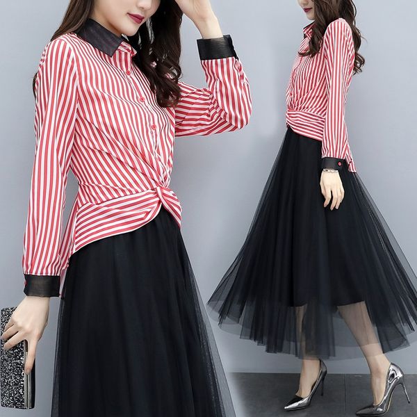 2019 new women's shirt over over spring dress striped chiffon shirt with mesh skirt two sets of skirt fairy f7ass, Gray
2019 new women's shirt over over spring dress striped chiffon shirt with mesh skirt two sets of skirt fairy f7ass, Gray