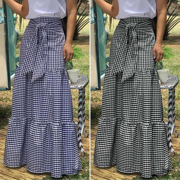 celmia s-5xl vintage plaid skirts women high waist casual maxi long skirts plus size loose ruffles belted lace-up skirt summer1, Black
celmia s-5xl vintage plaid skirts women high waist casual maxi long skirts plus size loose ruffles belted lace-up skirt summer1, Black
