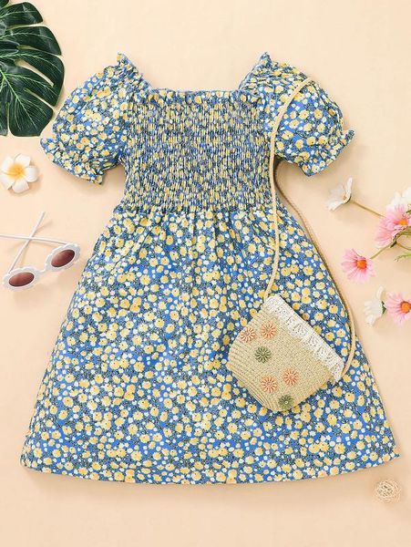 toddler girls ditsy floral print shirred dress without bag she, Red;yellow
toddler girls ditsy floral print shirred dress without bag she, Red;yellow