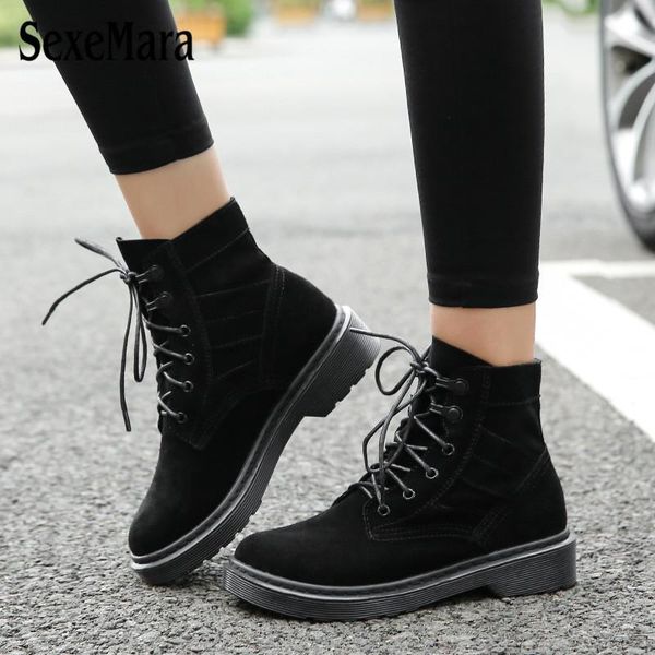 boots genuine leather women ankle round toe lace-up casual spring autumn woman square heel shoes plus size 41 42 43, Black
boots genuine leather women ankle round toe lace-up casual spring autumn woman square heel shoes plus size 41 42 43, Black