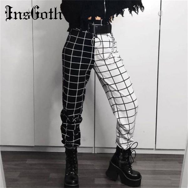 insgoth checkerboard plaid casual cargo pants women gothic streetwear fashion high waist patchwork long trousers lj200819, Black;white
insgoth checkerboard plaid casual cargo pants women gothic streetwear fashion high waist patchwork long trousers lj200819, Black;white