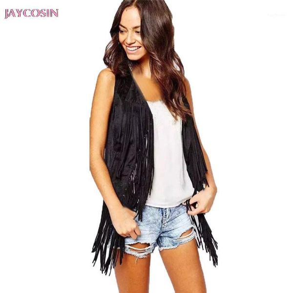 women's jackets jaycosin 2021 women solid black khaki autumn winter suede ethnic sleeveless tassels fringed clothes cardigan faux coat, Black;brown
women's jackets jaycosin 2021 women solid black khaki autumn winter suede ethnic sleeveless tassels fringed clothes cardigan faux coat, Black;brown