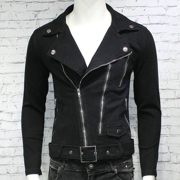 spring brand new moto biker stretchy mens denim jackets korean zipper vintage slim fit casual male short outerwear coats1, Black;brown
spring brand new moto biker stretchy mens denim jackets korean zipper vintage slim fit casual male short outerwear coats1, Black;brown