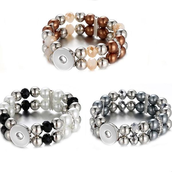charm bracelets beads snap bracelet double layer black white natural stone beaded fit 18mm 20mm buttons jewelry for women men, Golden;silver 
charm bracelets beads snap bracelet double layer black white natural stone beaded fit 18mm 20mm buttons jewelry for women men, Golden;silver