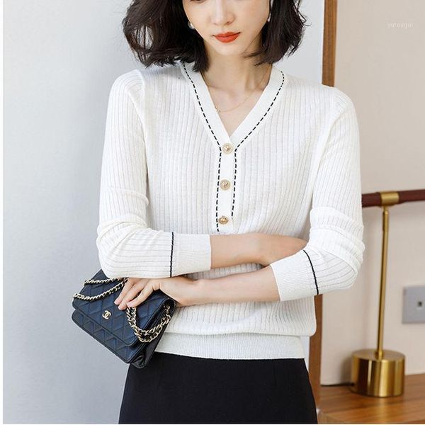 autumn new sweater sweater 2020 women's v-neck loose base shirt long sleeve stretch white thin, White;black
autumn new sweater sweater 2020 women's v-neck loose base shirt long sleeve stretch white thin, White;black