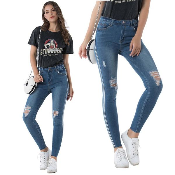 2021 ripped jeans for women fashion streetwear tight stretch pants stripe edge simplicity mid waist jeans wholesale dropshipping, Blue
2021 ripped jeans for women fashion streetwear tight stretch pants stripe edge simplicity mid waist jeans wholesale dropshipping, Blue