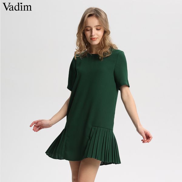 vadim women basic cute pleated dress short sleeve back zipper chic casual dresses o neck solid straight vestidos qb093 y200101, White;black
vadim women basic cute pleated dress short sleeve back zipper chic casual dresses o neck solid straight vestidos qb093 y200101, White;black