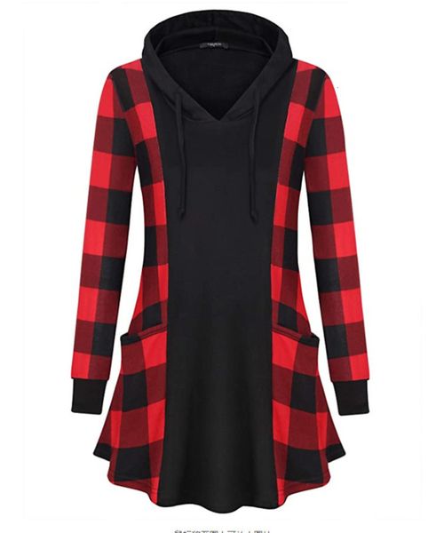 hoodie winter patchwork new long autumn sleeve plaid contrast women's sweater, Black
hoodie winter patchwork new long autumn sleeve plaid contrast women's sweater, Black