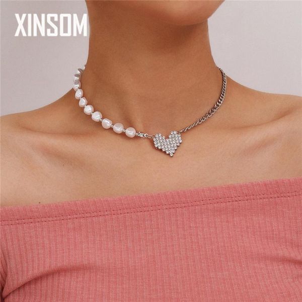 xinsom korean baroque pearl crystal lover heart pendant chokers necklace for women minimalist necklace fashion jewelry 20xs835, Golden;silver
xinsom korean baroque pearl crystal lover heart pendant chokers necklace for women minimalist necklace fashion jewelry 20xs835, Golden;silver