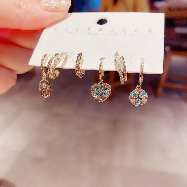 high-end mixed styles hamsa hand heart dangle earrings geometric ear cuffs set gold color cubic zircon earrings for women, Silver
high-end mixed styles hamsa hand heart dangle earrings geometric ear cuffs set gold color cubic zircon earrings for women, Silver