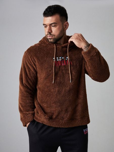 extended sizes men drop shoulder letter & star embroidery drawstring flannel hoodie 64wq#, Black
extended sizes men drop shoulder letter & star embroidery drawstring flannel hoodie 64wq#, Black