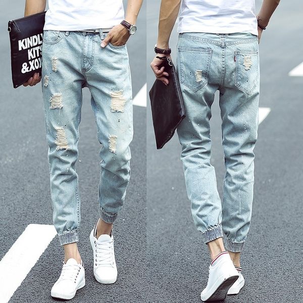 tb73h stretch tight hole cropped and jeanstrousers and jeans men's slim small straight jeans fashion spring summer korean version cropp, Blue
tb73h stretch tight hole cropped and jeanstrousers and jeans men's slim small straight jeans fashion spring summer korean version cropp, Blue