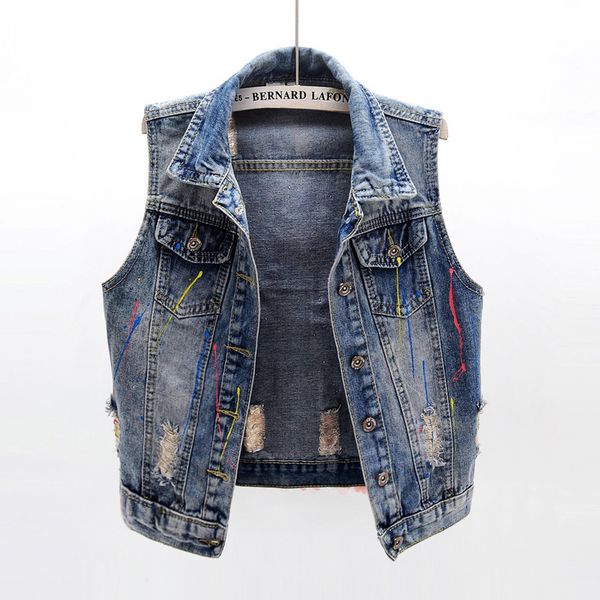2021 New Female Vest Spring Retro Korean Summer Strass Flower 3d Denim Sleeves Worn Out Pattern Hole Fashion Short Waistcoat Jeans 504T, Black;white
2021 New Female Vest Spring Retro Korean Summer Strass Flower 3d Denim Sleeves Worn Out Pattern Hole Fashion Short Waistcoat Jeans 504T, Black;white