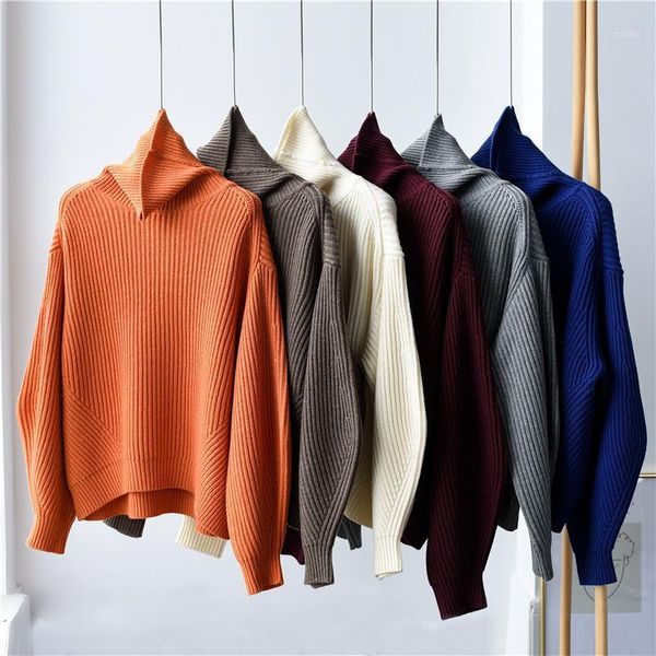 women sweater 2020 new retro sweater pure wool quality loose high neck women's1, White;black
women sweater 2020 new retro sweater pure wool quality loose high neck women's1, White;black