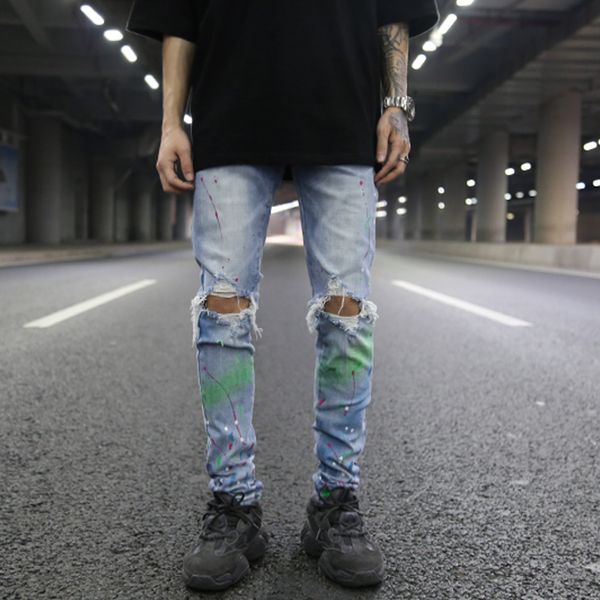 2020 brem men's elasticity jeans europe and america high street splash paint graffiti hole washing thin personality pants 5vd0, Blue
2020 brem men's elasticity jeans europe and america high street splash paint graffiti hole washing thin personality pants 5vd0, Blue