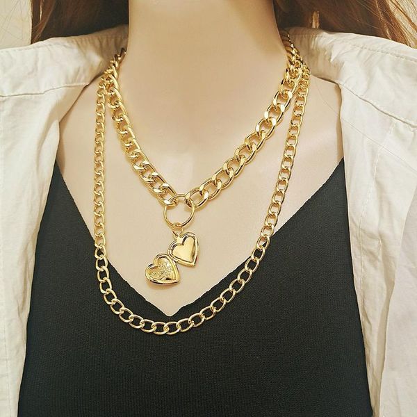 chains vintage wild women necklace heart pendant gold stainless steel thick cuban chain ladies fashion gift jewelry, Silver
chains vintage wild women necklace heart pendant gold stainless steel thick cuban chain ladies fashion gift jewelry, Silver