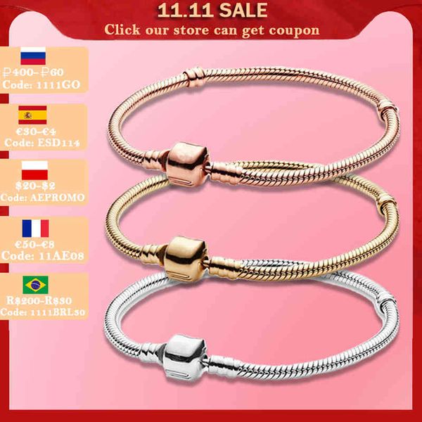 original 925 sterling silver brand moment 14k gold plated snake chain barrel clasp bracelet diy classic charm gift, Golden;silver
original 925 sterling silver brand moment 14k gold plated snake chain barrel clasp bracelet diy classic charm gift, Golden;silver