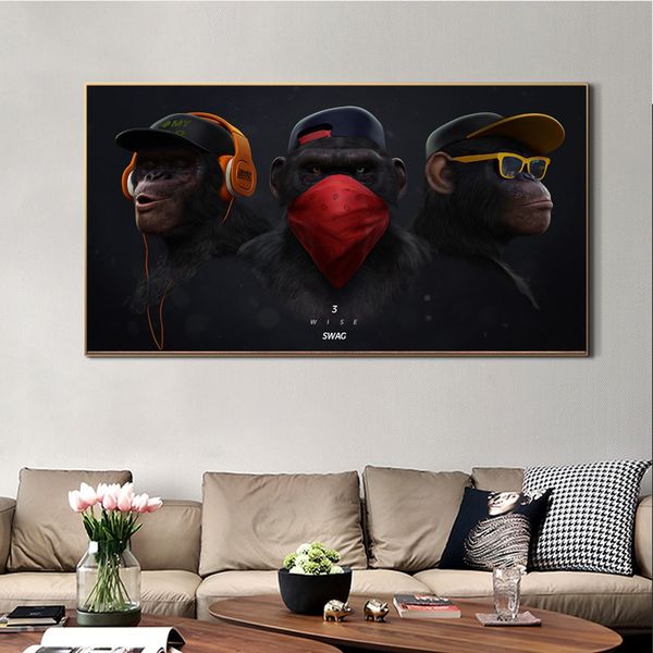3 wise monkey canvas painting pop art funny animal posters prints wall art picture for living room kids room modern home decoration
3 wise monkey canvas painting pop art funny animal posters prints wall art picture for living room kids room modern home decoration