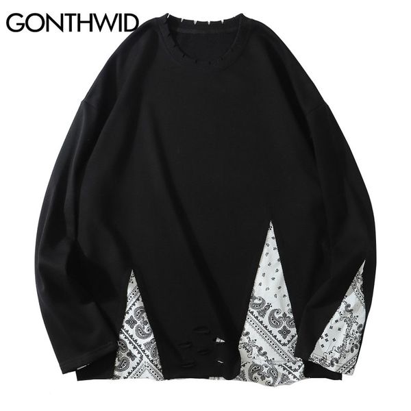 bandana paisley pattern patchwork ripped distressed destroyed holes sweatshirts hoodies streetwear hip hop casual, Black
bandana paisley pattern patchwork ripped distressed destroyed holes sweatshirts hoodies streetwear hip hop casual, Black