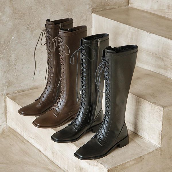 winter women knee high boots new party night club lace up shoes woman med heels genuine leather ladies long riding boots, Black
winter women knee high boots new party night club lace up shoes woman med heels genuine leather ladies long riding boots, Black