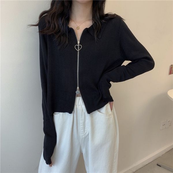 lz4b1 korean double collar jacket zipper love zipper polo short long sleeve knitted head women's jacket cardigan fmbu6, White
lz4b1 korean double collar jacket zipper love zipper polo short long sleeve knitted head women's jacket cardigan fmbu6, White