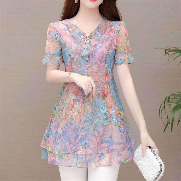 2020 new summer middle aaged women chiffon short sleeve slim blouse female fashion flower print plus size 4xl shirt w371, White
2020 new summer middle aaged women chiffon short sleeve slim blouse female fashion flower print plus size 4xl shirt w371, White