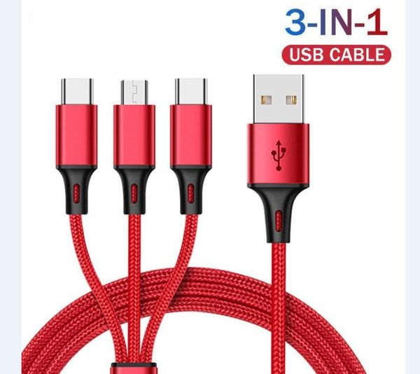 3 in 1 charging usb cable 1.2m braided micro usb type c cable with metal head plug type-c cales for smartphone huawei samsung s10 s20
3 in 1 charging usb cable 1.2m braided micro usb type c cable with metal head plug type-c cales for smartphone huawei samsung s10 s20