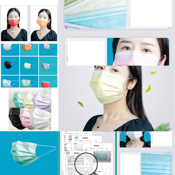 50pcs disposable face masks colorful mask 3 layer balck gray pink dust mouth cover 3-ply non-woven
50pcs disposable face masks colorful mask 3 layer balck gray pink dust mouth cover 3-ply non-woven
