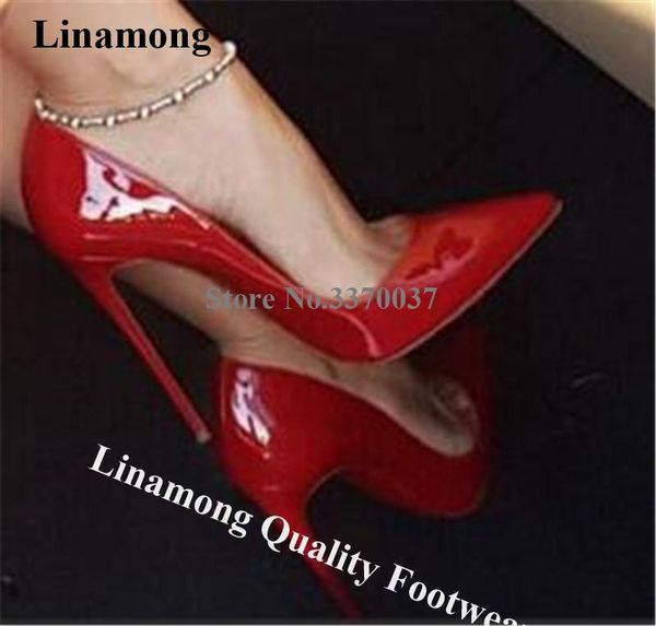 linamong brand pointed toe patent leather 12cm stiletto heel pumps red white slip-on high heels formal dress shoes big size, Black
linamong brand pointed toe patent leather 12cm stiletto heel pumps red white slip-on high heels formal dress shoes big size, Black