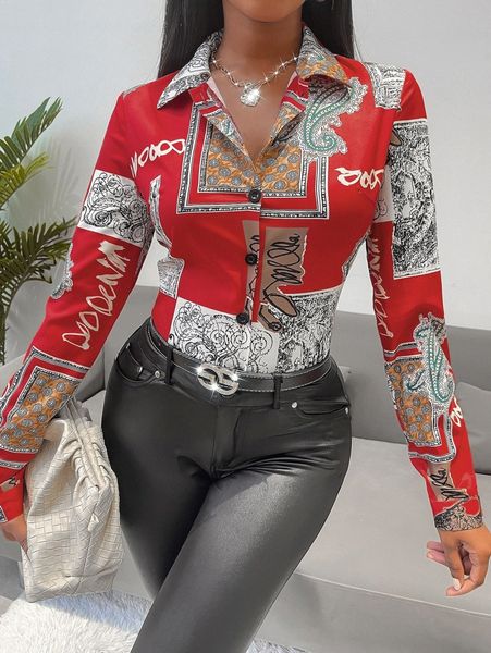 sxy random paisley and scarf print blouse u9tq#, White