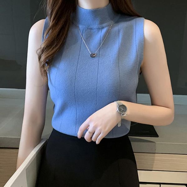 knitted tanks female female sleeveless spring summer knit half turtleneck vest women casual waistcoat knit elastic 2021, White
knitted tanks female female sleeveless spring summer knit half turtleneck vest women casual waistcoat knit elastic 2021, White