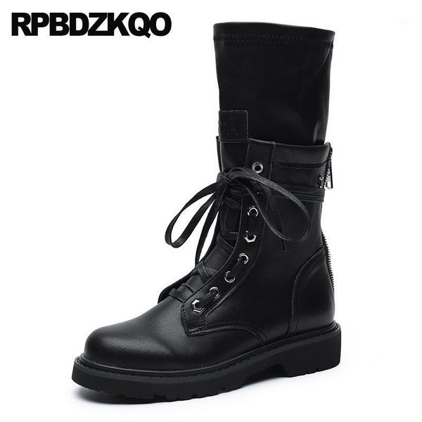 boots flat black mid calf combat shoes women round toe waterproof european british front lace up casual ankle autumn1
boots flat black mid calf combat shoes women round toe waterproof european british front lace up casual ankle autumn1