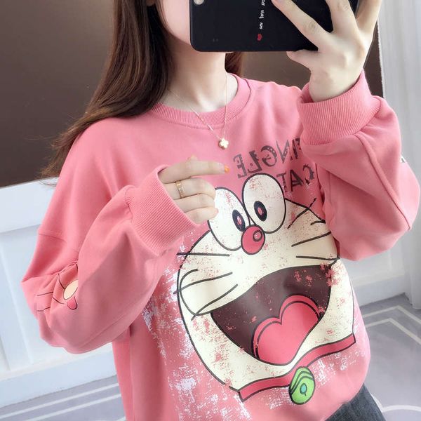 loose long sleeve cartoon machine cat printed women's sweater in the early autumn of 2020, Black
loose long sleeve cartoon machine cat printed women's sweater in the early autumn of 2020, Black