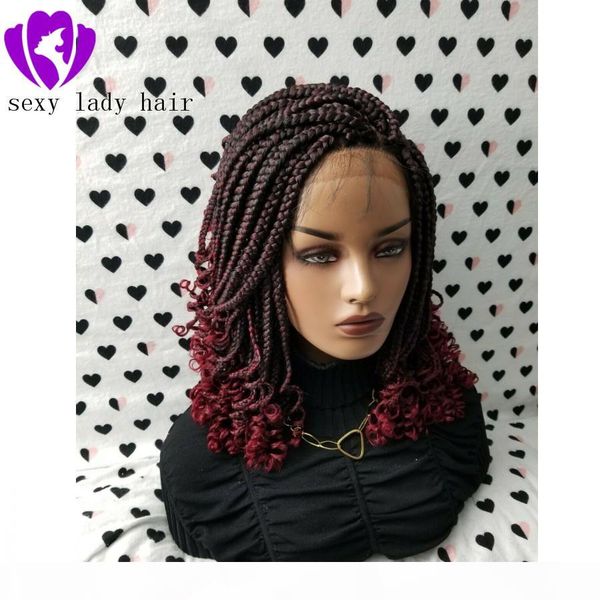 handmade 14inch box braid braided lace front wig with curly ends color 1b burgundy red ombre color short braiding hair wigs for black women
handmade 14inch box braid braided lace front wig with curly ends color 1b burgundy red ombre color short braiding hair wigs for black women