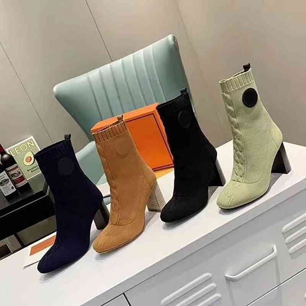 women designer knitting boots laureate wool pointed shoe knight elastic force boot luxury thick high heels platform winter leather, Black
women designer knitting boots laureate wool pointed shoe knight elastic force boot luxury thick high heels platform winter leather, Black