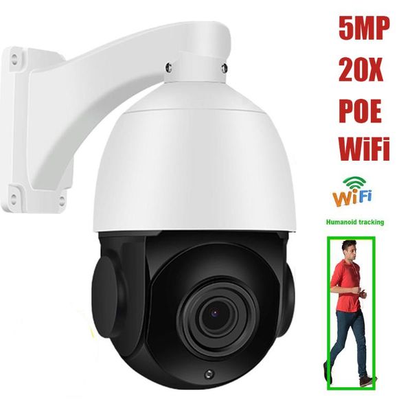 

5mp poe 20x zoom humanoid recognition auto tracking dome ptz ip camera wireless wifi ip camera security mic speaker onvif p2p