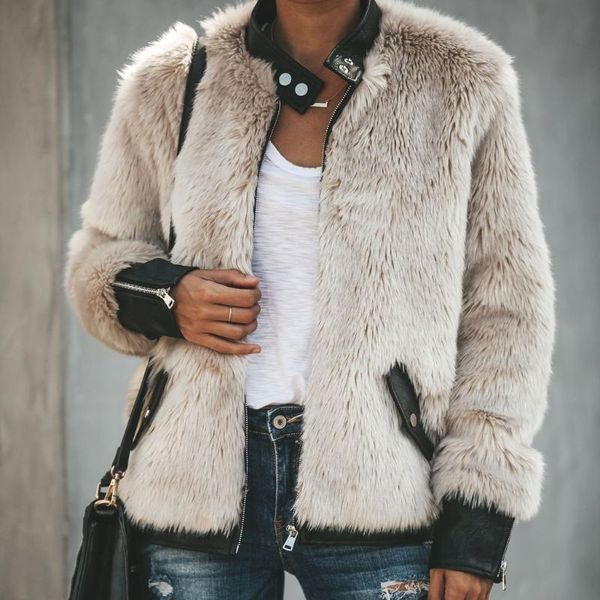 women's leather & faux women warm teddy bear fleece jacket ladies zip up oversize outwear coats, Black
women's leather & faux women warm teddy bear fleece jacket ladies zip up oversize outwear coats, Black