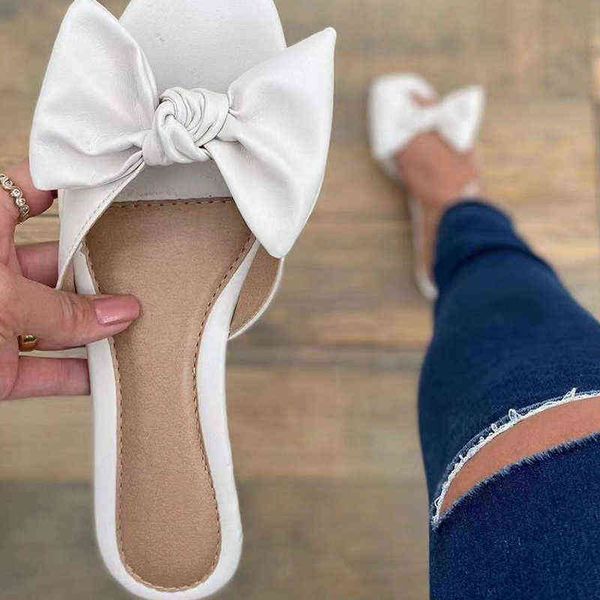 slippers women fashion square toe butterfly knot plus size female slides flat shoes casual pu solid concise lady summer footwear 220304, Black 
slippers women fashion square toe butterfly knot plus size female slides flat shoes casual pu solid concise lady summer footwear 220304, Black