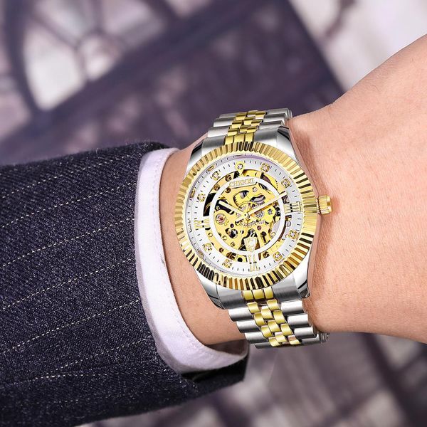 chenxi mechanical automatic watches gold bezel luminous pointer skeleton 2021hollowout wristwatch stainless steel buckle clock for men, Slivery;brown
chenxi mechanical automatic watches gold bezel luminous pointer skeleton 2021hollowout wristwatch stainless steel buckle clock for men, Slivery;brown