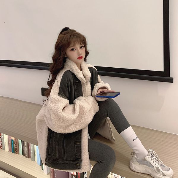 2021 denim splicing two winter lamb wool warm thick cotton woman's coat tide in k1jr, Black;brown
2021 denim splicing two winter lamb wool warm thick cotton woman's coat tide in k1jr, Black;brown